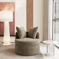 Fauteuil d'appoint rond pivotant à 360° VOXHOME pour salon, en lin, pour appartement ou chambre à coucher
