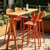 Ensemble table et chaises de bar d'extérieur en aluminium, résistant à l'eau, avec tabourets de comptoir hauts, pour café, salon de thé, terrasse, mobilier de loisirs extérieur