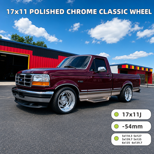 Jantes en alliage chromées à rebord profond 17x11 5x5 5x5.5 6x135 6x139.7 5x135 compatibles avec OBS Chevy GMC C1500 K1500 F150 F100 RAM Silverado - Product Image 2