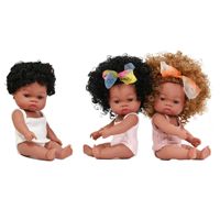 Muñeca Reborn Africana Negra de 33 cm, Juguete de Vinilo Suave con Simulación de Porcelana para Niños y Niñas de 2 a 7 Años, China