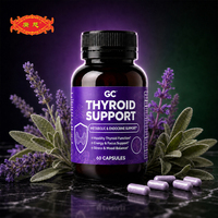 Capsules de soutien de la thyroïde OEM ODM, soutien hormonal métabolique, L-Tyrosine, Sélénium, Ashwagandha, marque privée, personnalisées, 60 unités