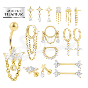 SUPERSTAR Gioielli <span class=keywords><strong>Piercing</strong></span> Titanio ASTM F136 Threadless Labret Capezzolo Ombelico Helix Tragus - Product Image 1