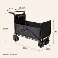 Chariot utilitaire pliable d'extérieur à quatre roues avec poignée réglable et design de rangement compact