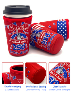 Funda Térmica para Café Helado, Diseño 4 de Julio, Portavasos Personalizado con Logo, Funda para Vasos, Portavasos Personalizado en Blanco, OEM - Product Image 3
