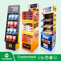 Présentoir en carton de haute qualité pour supermarché, pour desserts, miel, chips, bœuf séché, aliments, noir