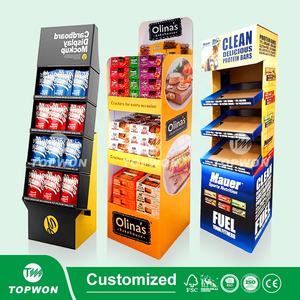 トップウォン小売スーパーマーケット販促用カスタム段ボールスナック棚FSDUディスプレイラックポップチップス陳列台 - Product Image 3