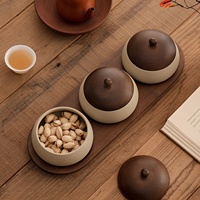 Ensemble de bols à collation en céramique avec couvercle en bois, plateau en acacia encastré, plat à noix et bonbons pour la maison, les goûters et la table basse