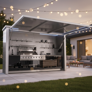 Food Truck Basisstation Outdoor-Schrank - Absenkbare Vorbereitungshöhe mit Stabilisierungsfüßen inklusive - Product Image 6