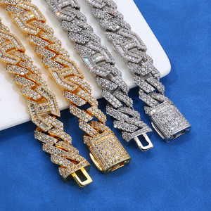 Collares de eslabones cubanos Miami personalizados, gruesos, chapados en oro de 18K, de plata 925 con moissanita VVS tipo diamante, estilo Iced Out Hip Hop, que pasan la prueba del diamante - Product Image 6