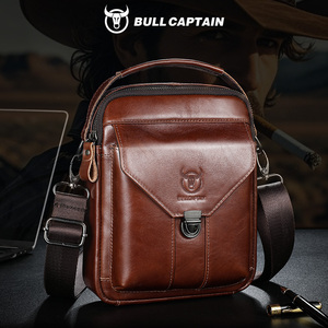 Sac bandoulière homme BULLCAPTAIN en cuir véritable, style vintage, première couche de cuir de vachette, antivol et durable - Product Image 1