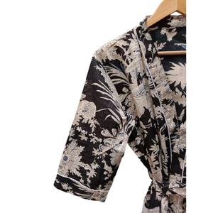 Kimono con Diseño de Hojas, Algodón con Estampado Floral Hecho a Mano, Transpirable, Manga Larga, Ropa de Dormir, Pareo Étnico para Mujer - Product Image 2
