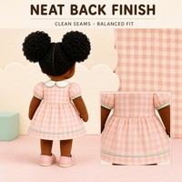 Poupée en peluche personnalisée Fille Africaine 35cm, jouet en polyester doux, rembourrage en coton PP, figurine en robe rose