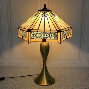 LongHuiJing 16-Inch Tiffany Lamp Dome Multicoloured Stained Glass LED 2700K Warm White Mediterranean AC E27/E26 Table Lamps Home - Product Image 2