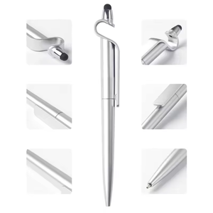 Plástico multifuncional 3 en 1 para bolígrafo Logotipo personalizado Soporte para teléfono con pantalla táctil Uso de tinta negra/azul para oficina - Product Image 2