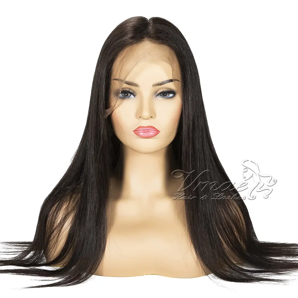 VMAE 공장 하이 퀄리티 브라질 스트레이트 레미 처리되지 않은 처녀 인모 전체 레이스 가발 자연 색상 유럽 머리 긴