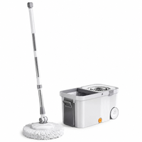Tête de serpillière rotative à 360 degrés avec manche télescopique en acier inoxydable, seau à serpillière en microfibre grande capacité pour le nettoyage domestique