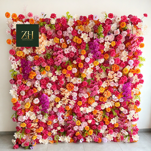 Nouvelle conception murale de fleurs en soie colorées style Ins, avec gypsophile et roses artificielles, pour fond de fête d'anniversaire - Product Image 2