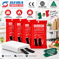 Lot de 4 couvertures anti-feu domestiques en fibre de verre haute température pour la cuisine, les incendies d'huile et les urgences incendie des vêtements
