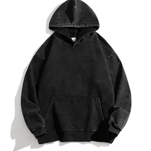 2024 Heren Casual Vintage Wash Hoodie Heren Hoodies Sweatshirt Distressed Groothandel Custom Oversized 100% Katoen Zwaargewicht