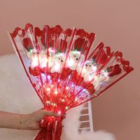 Valentijnsdag & Schoolseizoen Cadeau - 40cm Lange Zeepbloemen Rozenboeket Simulatie Beer Zeep voor Leraren Vriendin