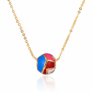 Hot fashion item gold plated enamel jewelry Simple necklace ladies round ball pendant jewelry