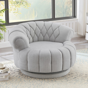 Chenille <b>Convertible</b> Swivel Accent Sofa Set 360 Round Club Sofa for Living Room Bedroom Hotel & Villa Modern - Product Image 1