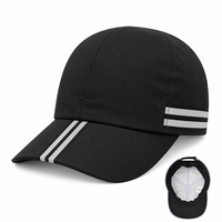 Groothandel op maat gemaakte logo zwarte reflecterende running cap sport baseball pet fabrieksprijs hoge zichtbaarheid atletische pet