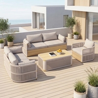 Chaises longues d'extérieur en teck écologique avec structure en aluminium léger et corde tressée à la main pour balcon résidentiel