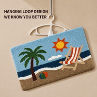 Custom Super Water Absorbent Beach and Ocean Theme Anti-Slip Bath Rug Long Hair Bathroom Floor Mat for Home Bedroom