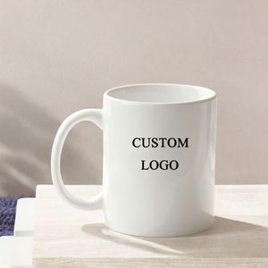 Vente en gros de tasses à café en céramique personnalisées avec impression de logo, couleur blanche - Product Image 3