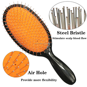 Cepillo de pelo ovalado con cerdas de acero, cepillo de paleta para cuero cabelludo antiestático y masajeador - Product Image 2