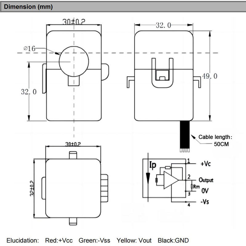 Leakage Current Sensor QNLCK3-16 AC 50mA 100mA 300mA 500mA 600mA 800mA / DC 5V Split Current Transfducer Hall Effect
