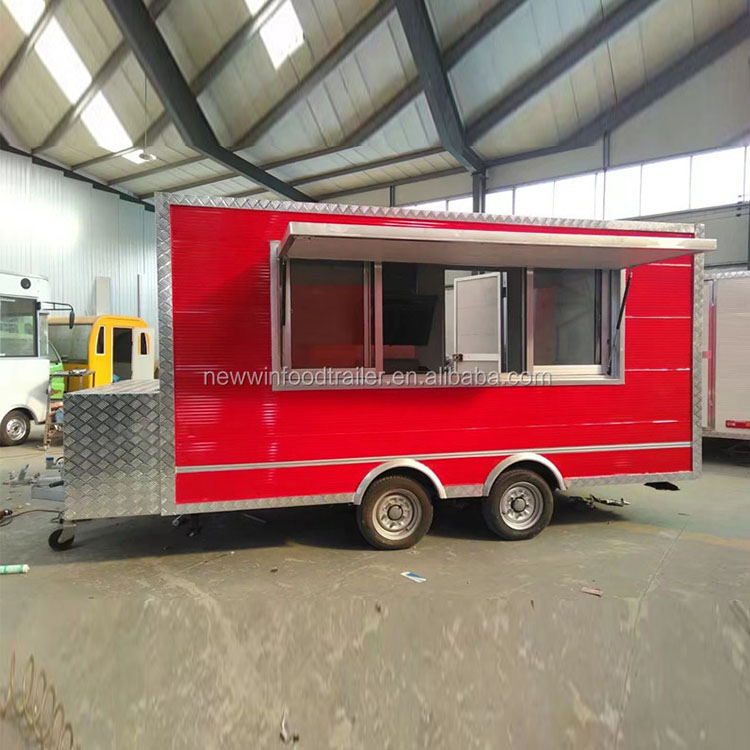 Novo Produto Aço inoxidável móvel seguro e durável Red food truck bratwurst fast food truck food trailer carts