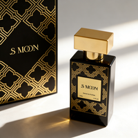 Vente en gros d'usine : Flacons de parfum tendance en verre transparent noir floqué, 30ML 50ML, flacons carrés vides avec boîte cadeau, OEM ODM