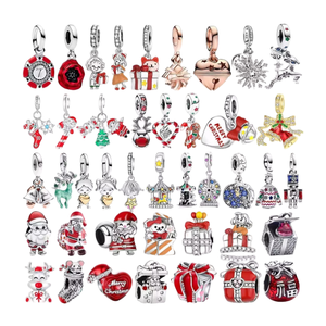 Abalorios de Plata de Ley 925 con Diseño de Campana Navideña y Caramelo, con Circonitas, Ideales para Joyería Fina Original, Regalo DIY - Product Image 1