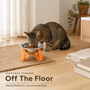 Wholesale Pet <b>Bowl</b> Stainless Steel Flower Shaped <b>Raised</b> Cat Feeder Small <b>Dog</b> Food Water Dish with X Shape Stand 13cm Diameter - Product Image 1
