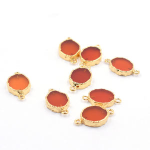 Ónix rojo de 18 a 20 MM con conector chapado en oro de forma ovalada plana de fianza - Product Image 4