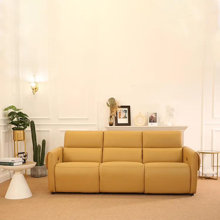 Lederen Thuisbioscoop Lounge Luxe Liggende Bank Lederen Elektrische Fauteuil Sofa 3 Zits