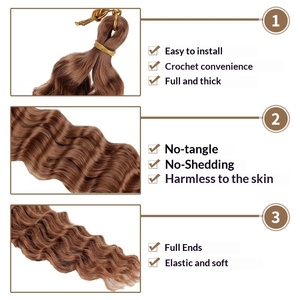 Produit transfrontalier très demandé : Perruque tressée au crochet style européen et américain, Deep Twist, Deep Wave, mèche <span class=keywords><strong>de</strong></span> cheveux 90-130g, permable - Product Image 4