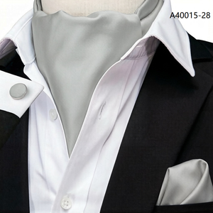 <span class=keywords><strong>Corbata</strong></span> Ascot de Poliéster Liso con Pañuelo de Bolsillo y Gemelos a Juego, <span class=keywords><strong>Corbata</strong></span> Clásica Formal, Certificación OEKO-TEX Standard 100 de Fábrica - Product Image 4
