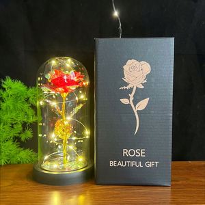 Cadeau de la Saint-Valentin pour petite amie, lampe de nuit en forme de rose, lumière LED, couverture en acrylique, boîte cadeau en forme de fleur en feuille d'or, cadeau de Noël - Product Image 1