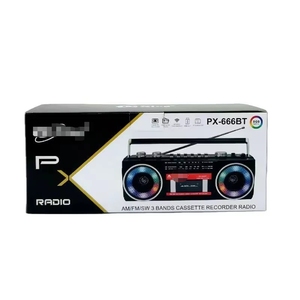 เครื่องเล่นคาสเซ็ตต์แบบย้อนยุค PX-666BT BT USB TF AM FM SW วิทยุ RGB ชาร์จไฟได้แบตเตอรี่ปาร์ตี้ใช้งานกลางแจ้ง - Product Image 5