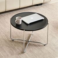 Table basse moderne en MDF ronde avec base chromée, prix d'usine OEM