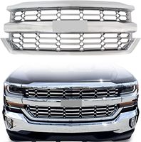 Pièces automobiles Grille avant en maille noire argentée pour Chevrolet Silverado 1500 2014 2015 2016 2017 2018