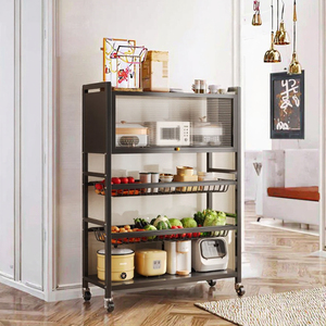 Moderno Estante Metálico de Cocina de 5 Niveles con Ruedas, Diseño Antipolvo para Organización de Especias, Frutas y Verduras, Duradero - Product Image 3