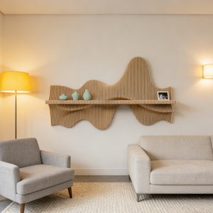 Étagère murale en bois ML-WD040, forme ondulée sculpturale, pour salon, bureau, hôtel, décoration artistique - Product Image 2