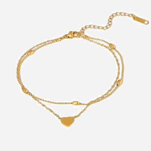 Cavigliera Estiva Mirawell <span class=keywords><strong>in</strong></span> Stile Bohémien Raffinato, Acciaio Inossidabile con Catene Placcate <span class=keywords><strong>in</strong></span> Oro 18K, Forma a Cuore Unisex - Product Image 3