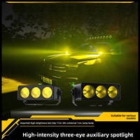 Nouveau Grand Projecteur de Calandre Automobile Auxiliaire 12V à 3 Puces, Type Dissimulé, Usiné CNC, Ultra-Mince, 150W, IP67, Jaune