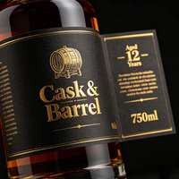 Étiquette de bouteille de bière noire texturée or 3D holographique de luxe, impression givrée résistante à l'humidité, nouveau design