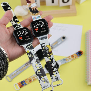 새로운 프레피 스타일 고품질 컬러 프린팅 LED 디지털 시계 - 십대를 위한 사각형 패셔너블 만화 시계 - Product Image 2